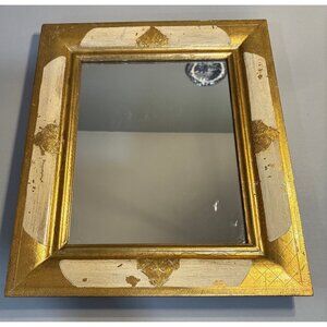 Florentine Mirror Frame Gilt Decorated Hand Crafted White Gold